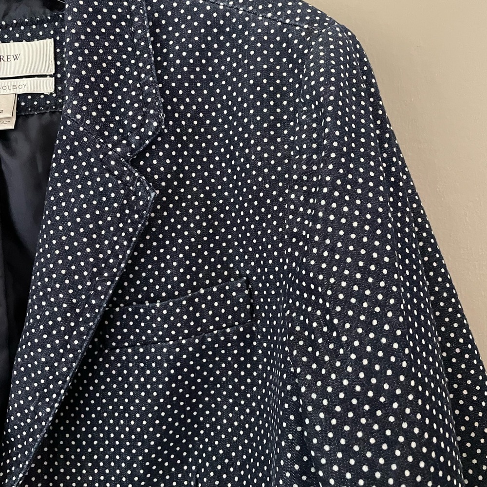J. Crew School Boy Indigo Polka Dot Blazer Size 12 - Picture 4 of 9